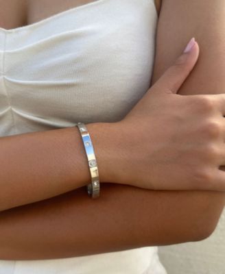 Tarnish Resistant Silver Crystal Eternity Cuff Bracelet