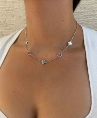 Silver Clover Station Necklace