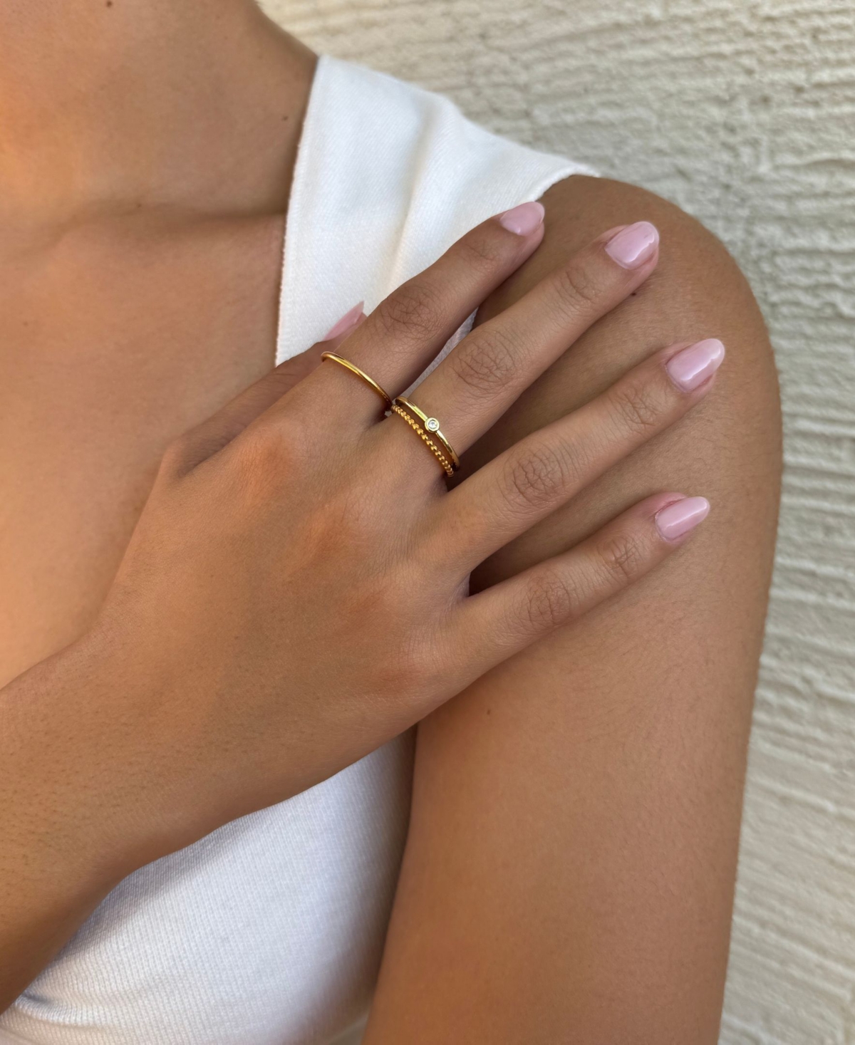 Adornia Tarnish Resistant Gold Ring Set