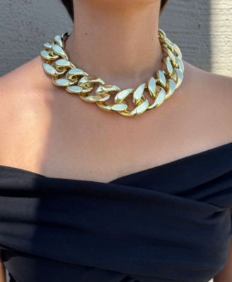 Gold Lightweight Chunky Curb Chain Necklace