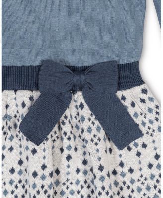 Little and Big Girls' Organic Long Sleeve Skater Sweater Dress with Bow