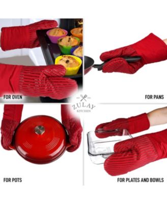Flexible Cotton Lined with Heat Resistant Silicone Extra Long Oven Mitts