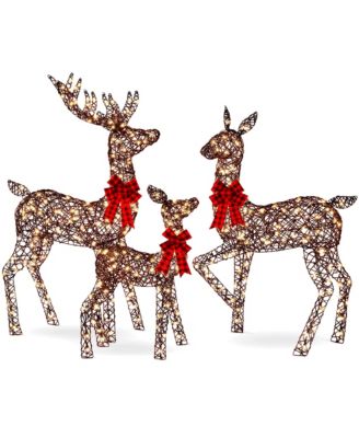 3-Piece Lighted Christmas Deer Set Outdoor Yard Decoration with 360 LED Lights, Stakes