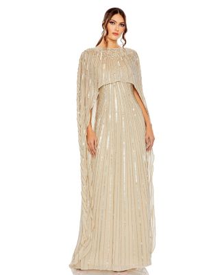 green emerald velvet dress Gold Cape Dress main image 1