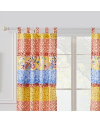 Greenland Home Skylar Ruffle-Embellished Curtain Panel Pair - Set of 2 - 42x84" and 3x24", Calico