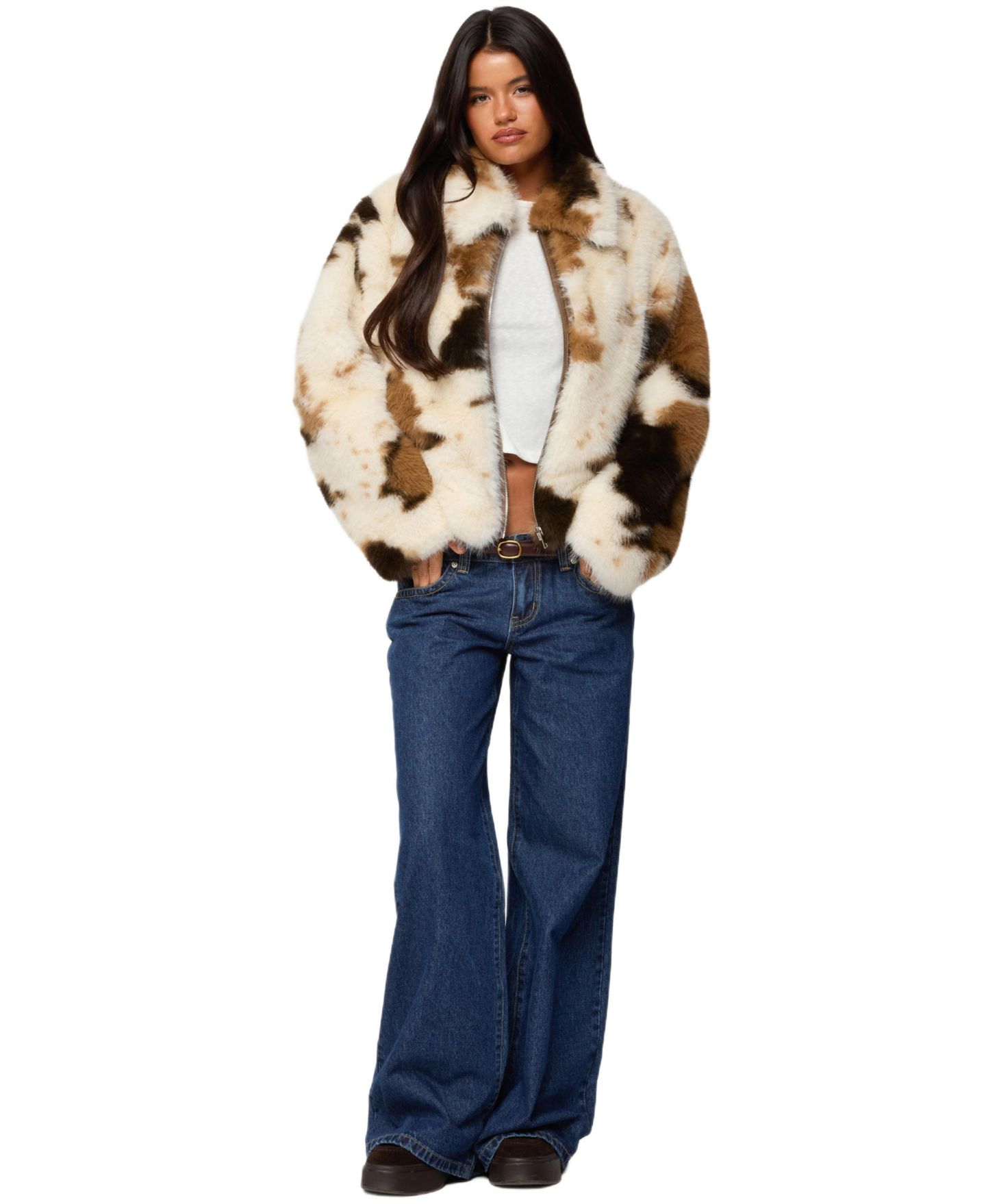 Женские джинсы Edikted Raiyne Low Rise Wide Leg, цвет: Тёмный синий — фото 2