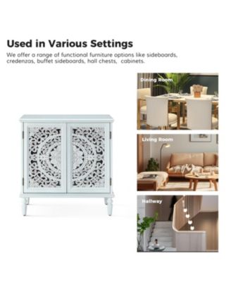 Ismenides Transitional 32" Tall 2-Door Accent Cabinet with Floral Design