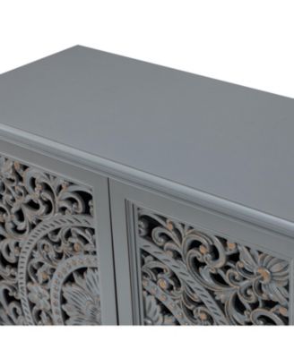 Ismenides Transitional 32" Tall 2-Door Accent Cabinet with Floral Design