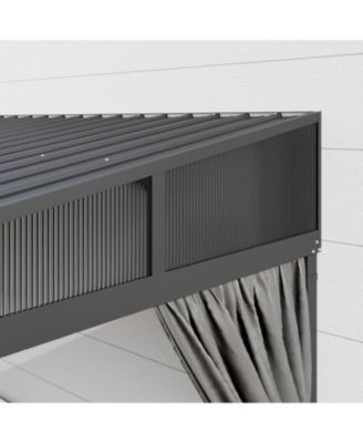 10x12 FT Aluminum Frame Sloped Galvanized Steel Roof Wall Mounted Gazebo Umbrellas & Canopies & Awnings