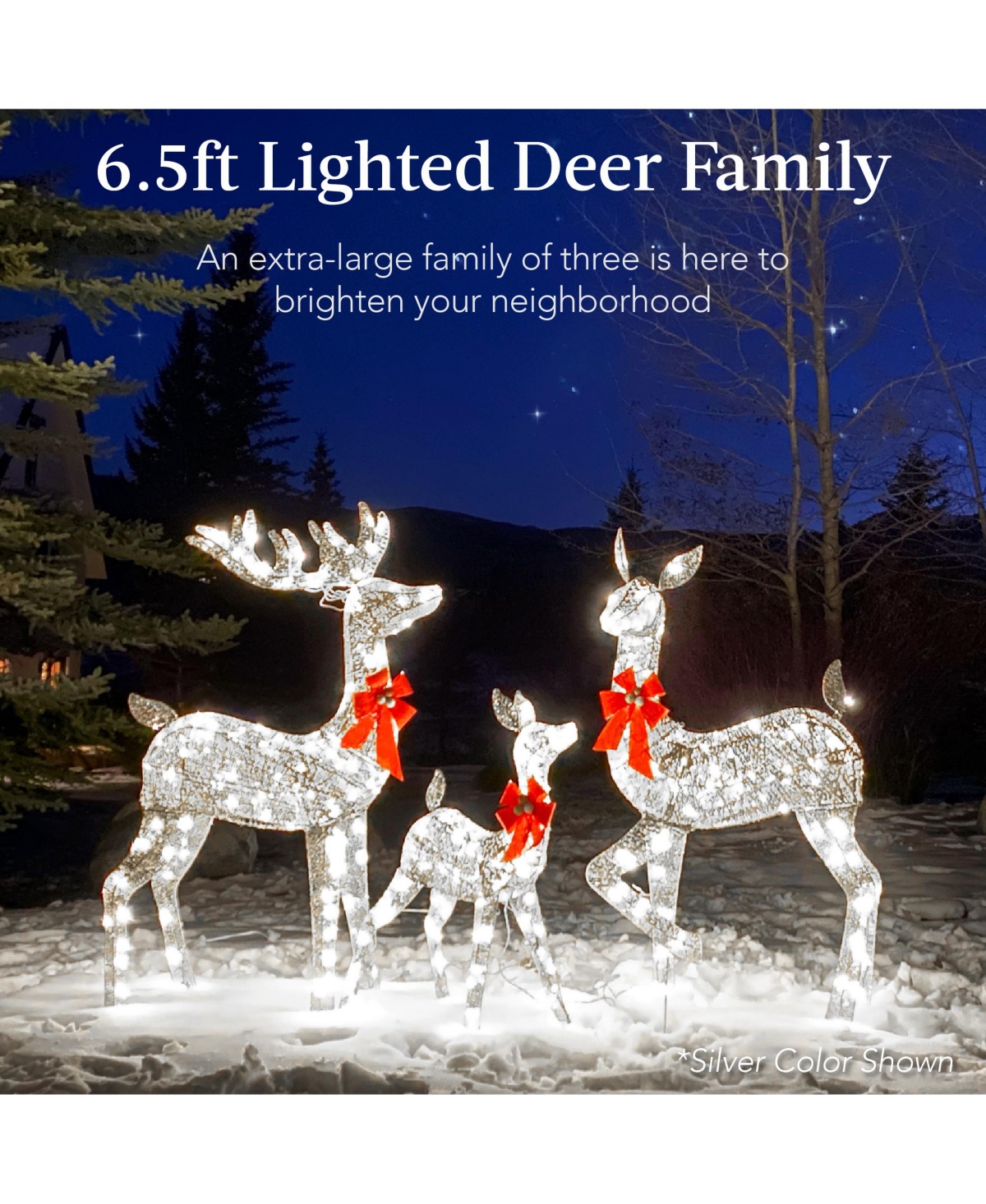 Best Choice Products 6.5ft 3-Piece Lighted Christmas Deer Set Outdoor Yard Decoration with 385 Led Lights, Stakes