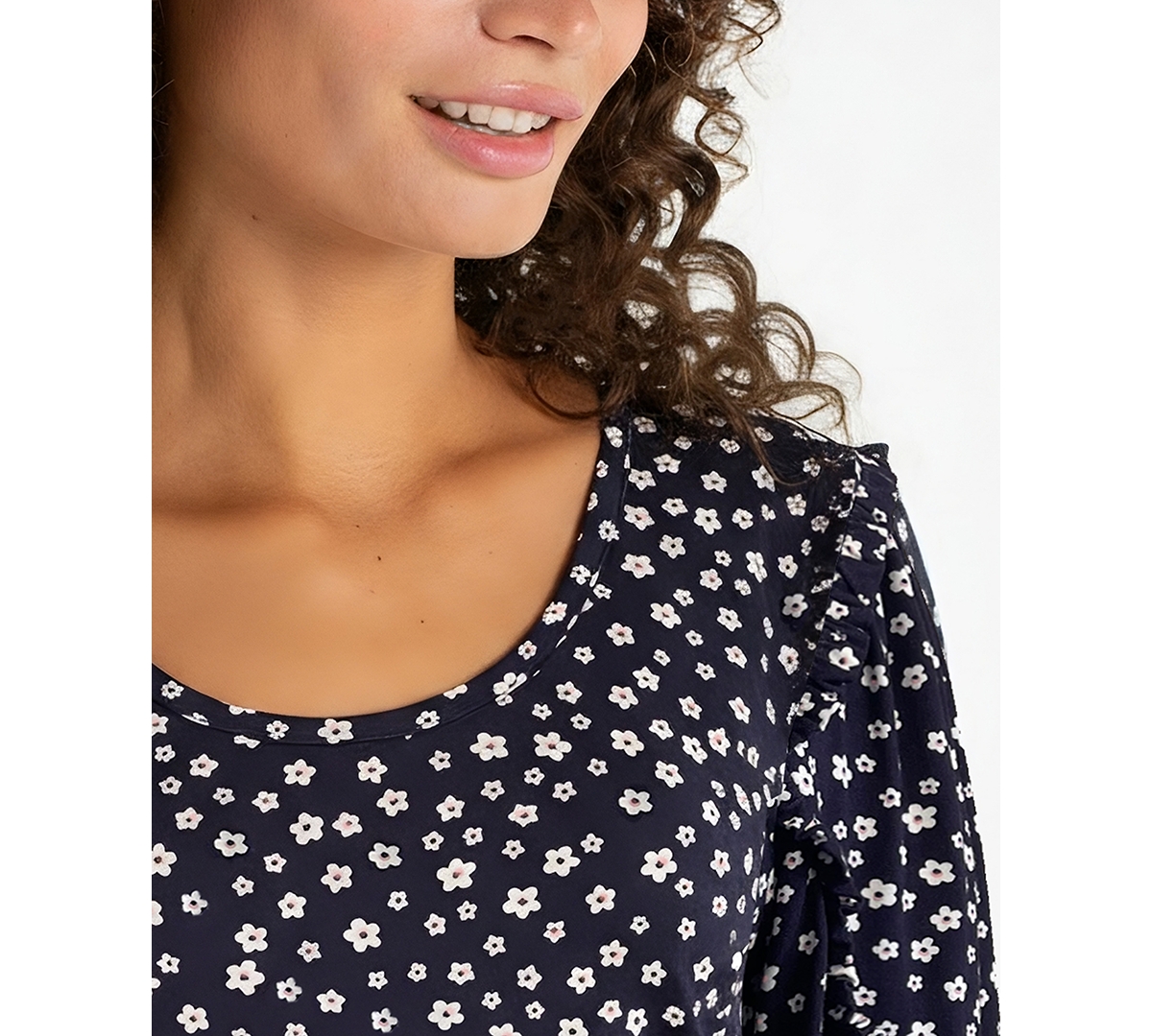 Liverpool Los Angeles Women's Floral Print Scoop Neck Top