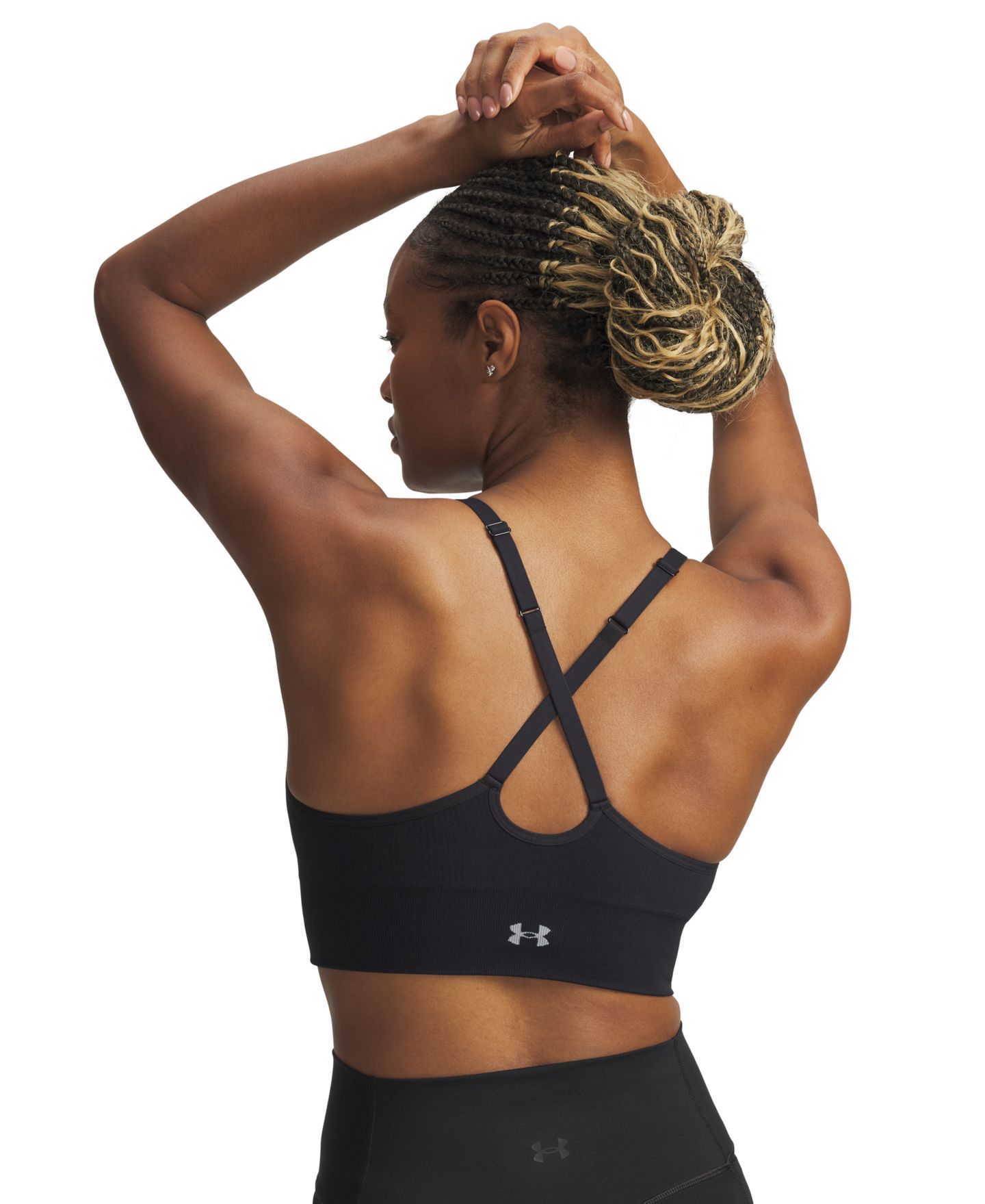 Спортивное бра Low-Impact, без швов — Under Armour, цвет: Чёрный / Стальной — фото 4