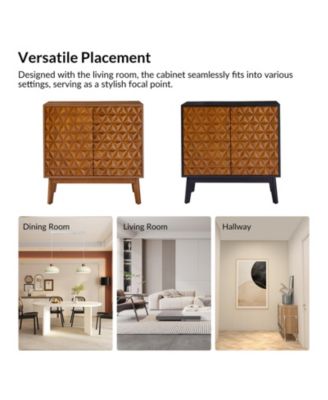 Kuriko 32" Tall 2-Solid Wood Door Accent Cabinet with Adjustable Shelves