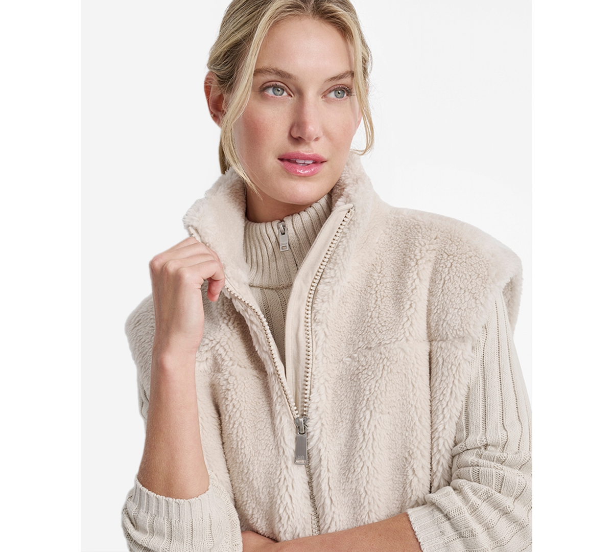 Dkny Women's Long Line Front Zipper Vest