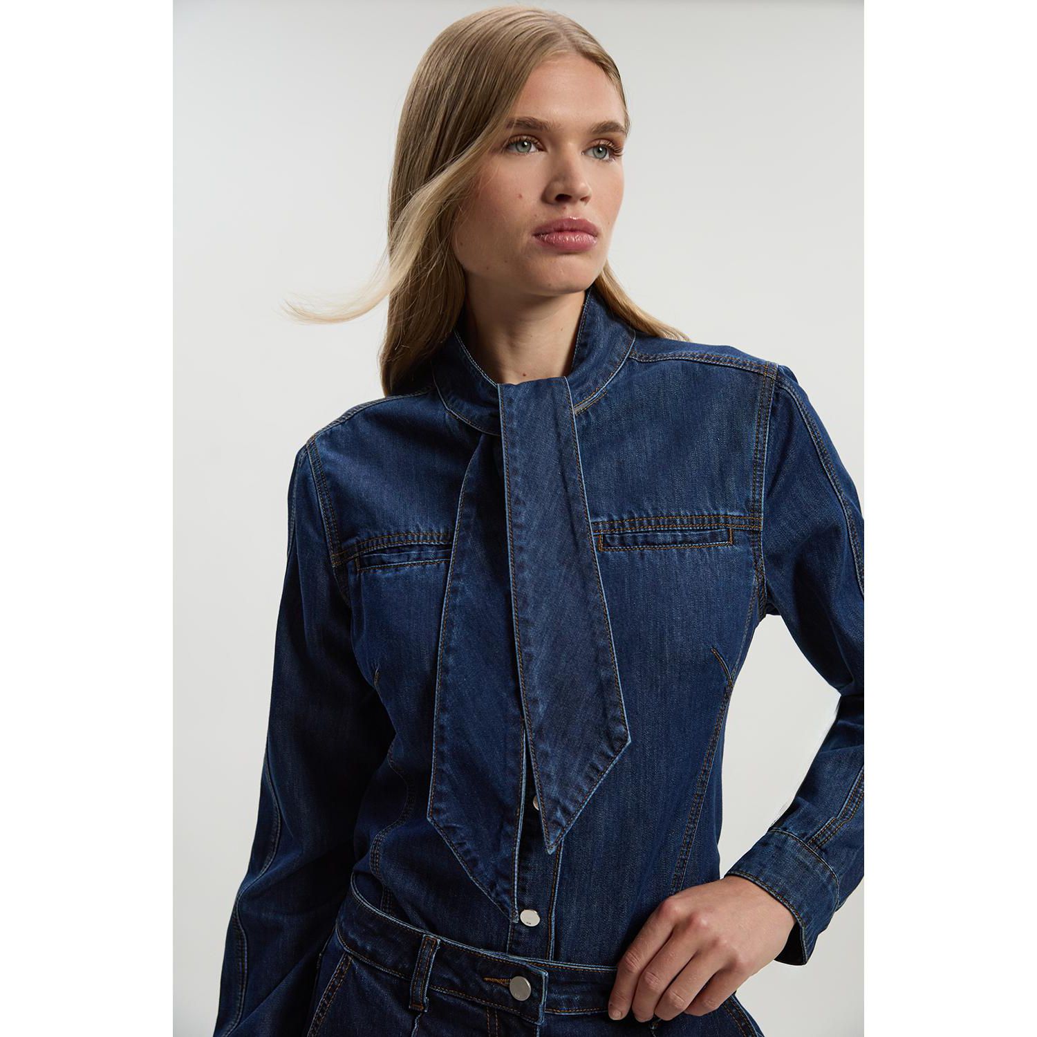 Women's Denim Pussybow Blouse