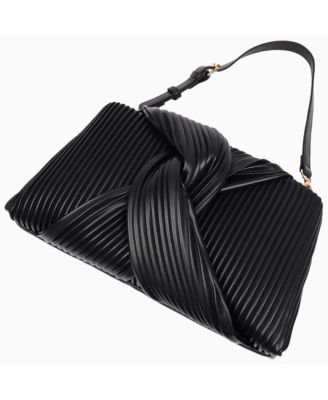 Pleated Knot Clutch with Shoulder Strap