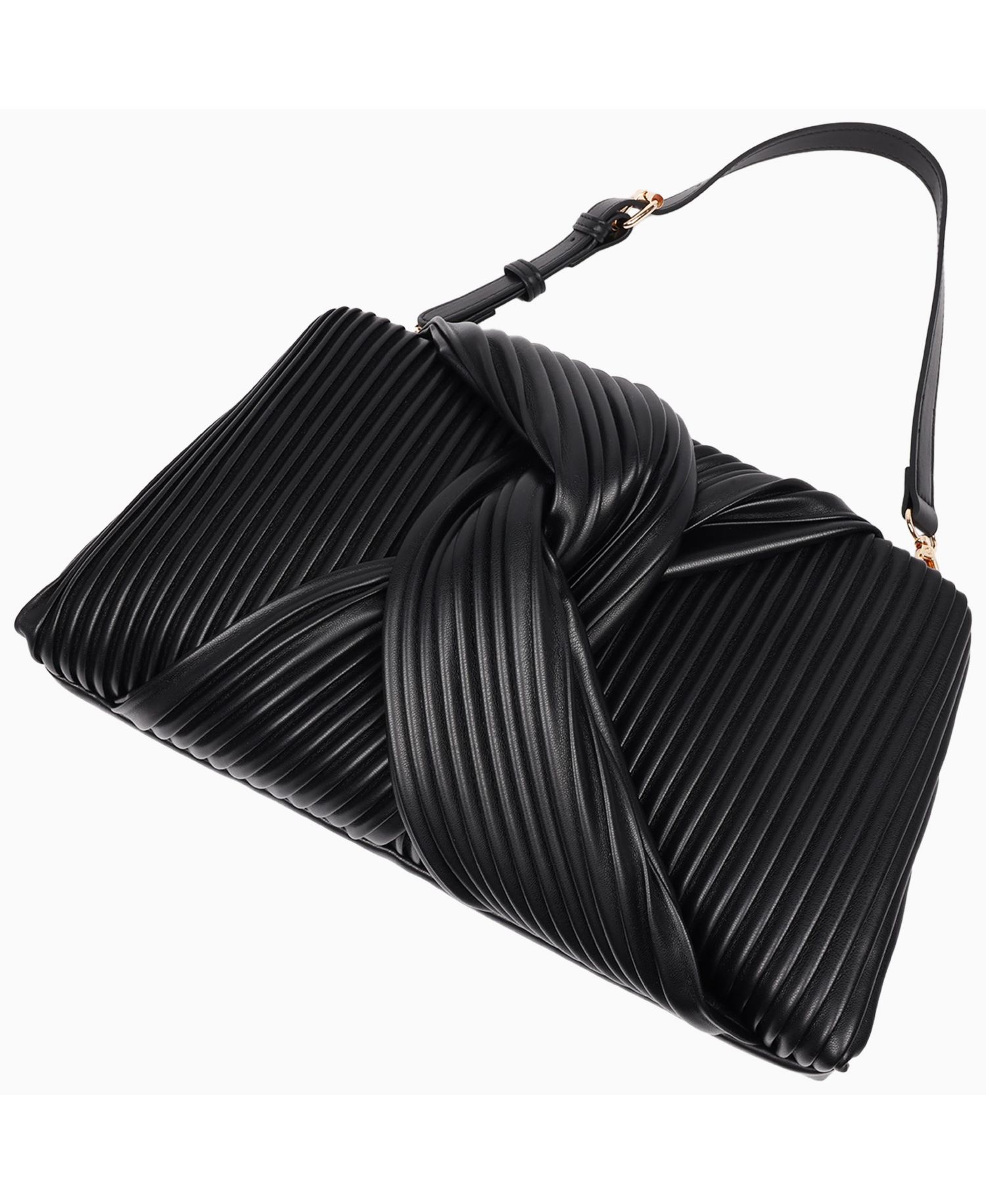 Pleated Knot Clutch with Shoulder Strap