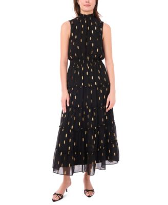 Women's Mock Neck Tiered Maxi Dress