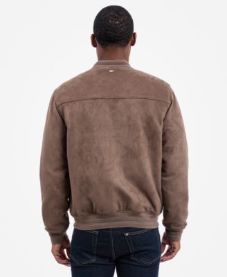 Men's Faux Suede Bomber Jacket