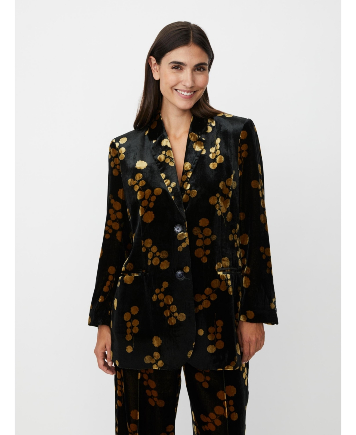 Masai Copenhagen Women's MaJaxi Velour Floral Print Blazer