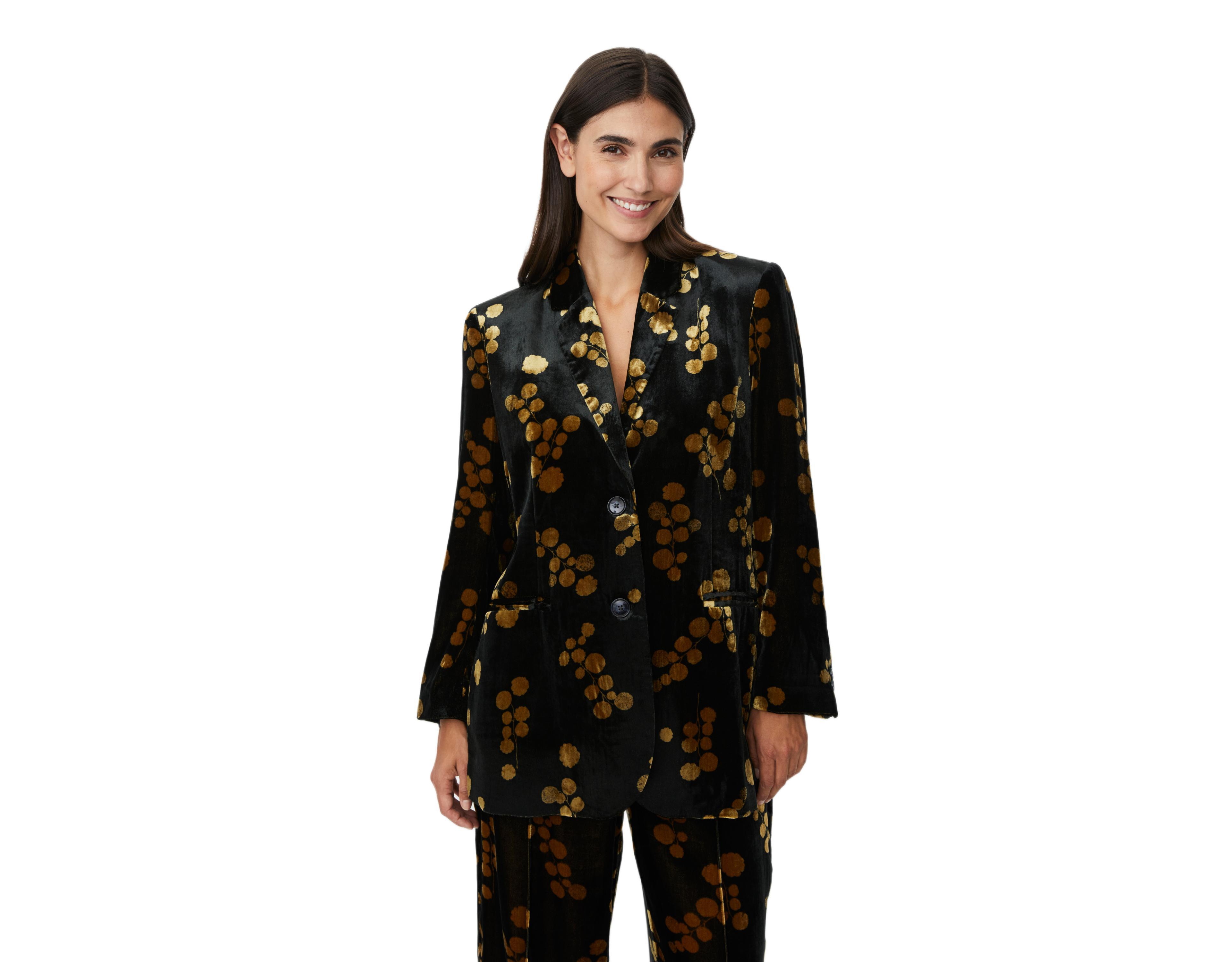 Masai Copenhagen Women's MaJaxi Velour Floral Print Blazer