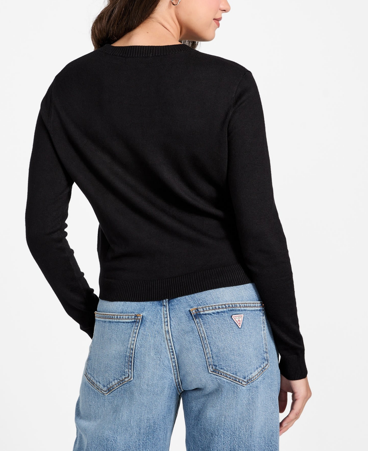 Guess Women's Long-Sleeve Crewneck Norah Logo Sweater