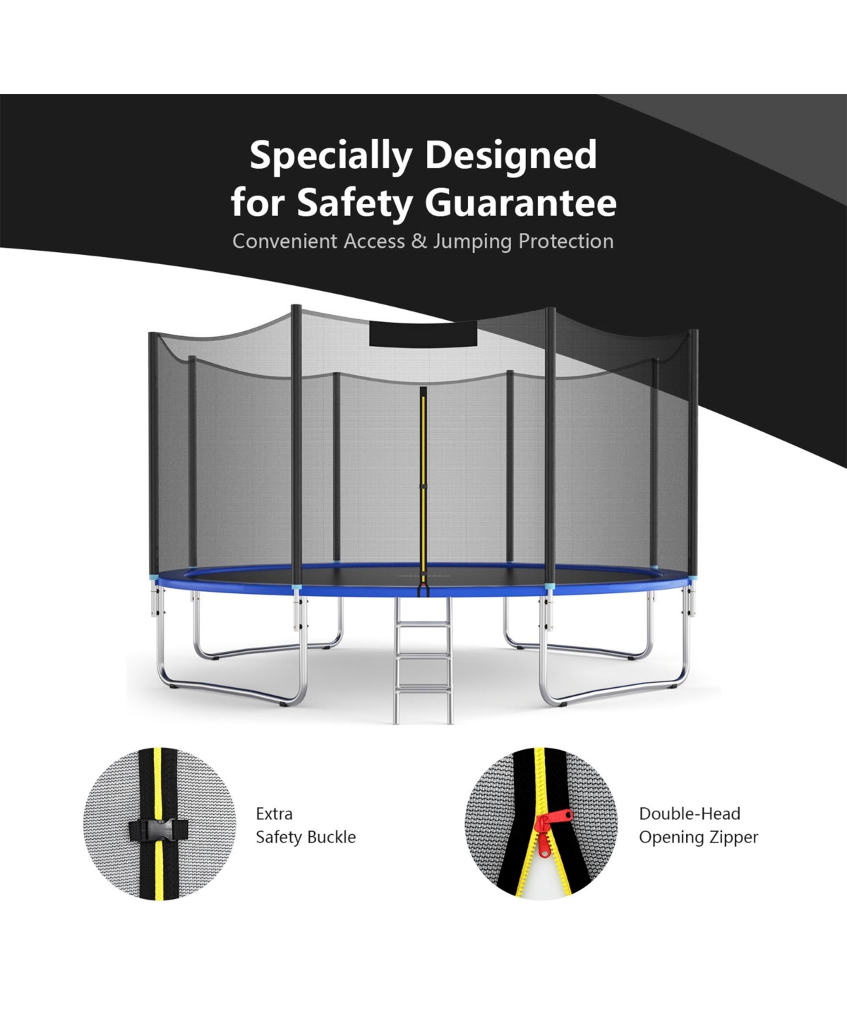 Sugift 8 Feet Trampoline Safety Replacement Protection Enclosure Net