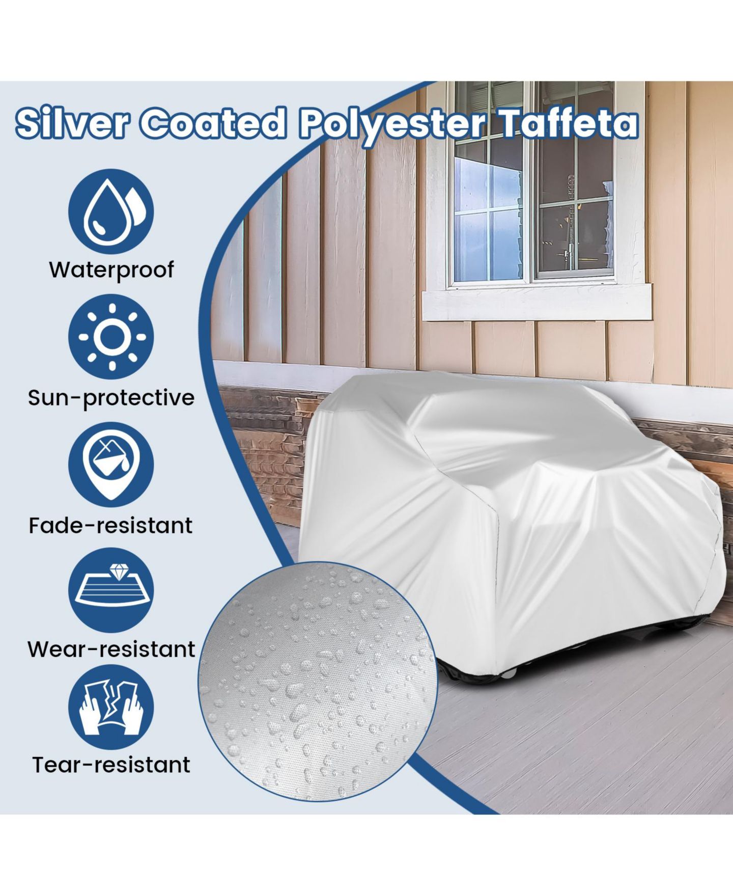 Детские игрушки SUGIFT Universal Polyester Taffeta Wind-Resistant Ride-On Toy Car Cover with Drawstring Storage Bag, цвет: Серебряный — фото 3