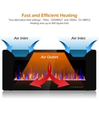 42 Inch Recessed Ultra Thin Electric Fireplace with Timer