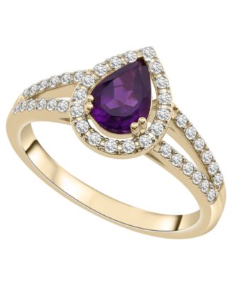 Macy's - Amethyst (5/8 ct. t.w.) & Diamond (1/4 ct. t.w.) Ring in 14K Yellow Gold
