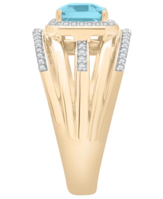 Blue Topaz (2-1/4 ct. t.w.) & Diamond (1/4 ct. t.w.) Ring in 14k Yellow Gold