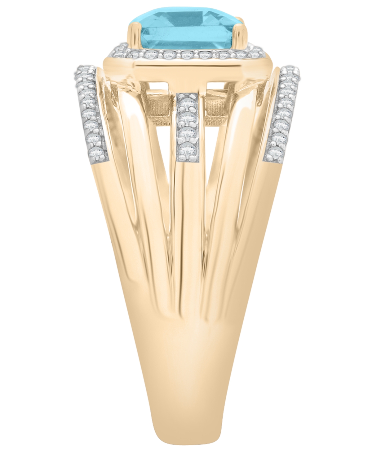 Macy's Blue Topaz (2-1/4 ct. t.w.) & Diamond (1/4 ct. t.w.) Ring in 14k Yellow Gold