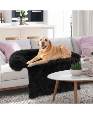 Plush Calming Dog Couch Bed with Anti-Slip Bottom-L