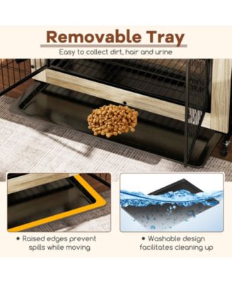 Industrial Dog Kennel with Flip-up Top 3 Lockable Doors and Removable Tray