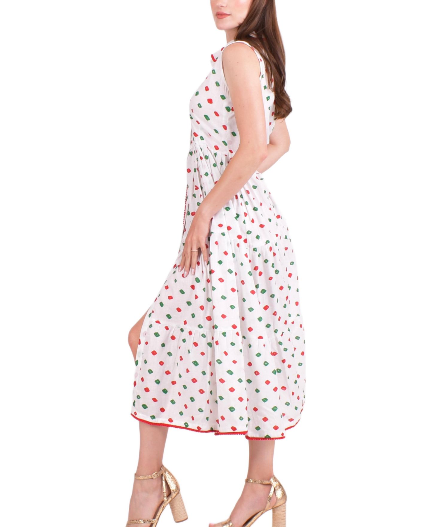 Женское платье RAAS Olinda Cotton Tiered Midi, цвет: Белый — фото 2