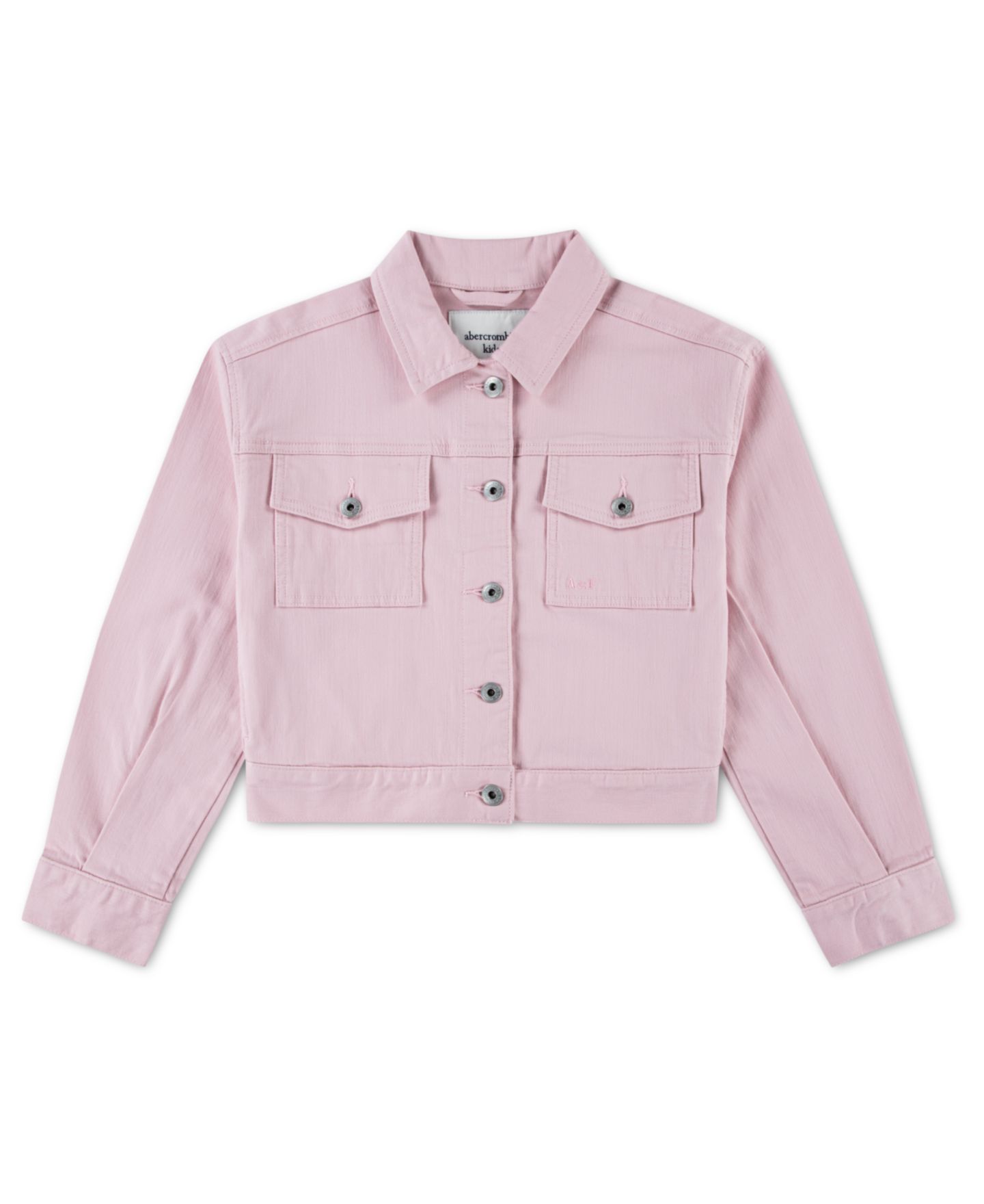 Куртка abercrombie kids Spread Collar Cropped Jacket для девочек, цвет: Меловой розовый — фото 1