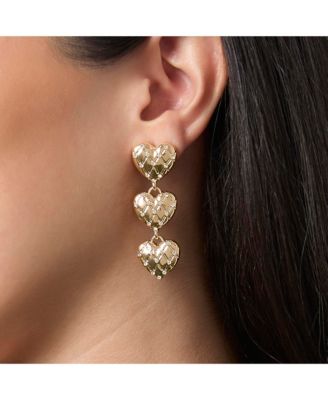 Triple Heart Drop Earrings