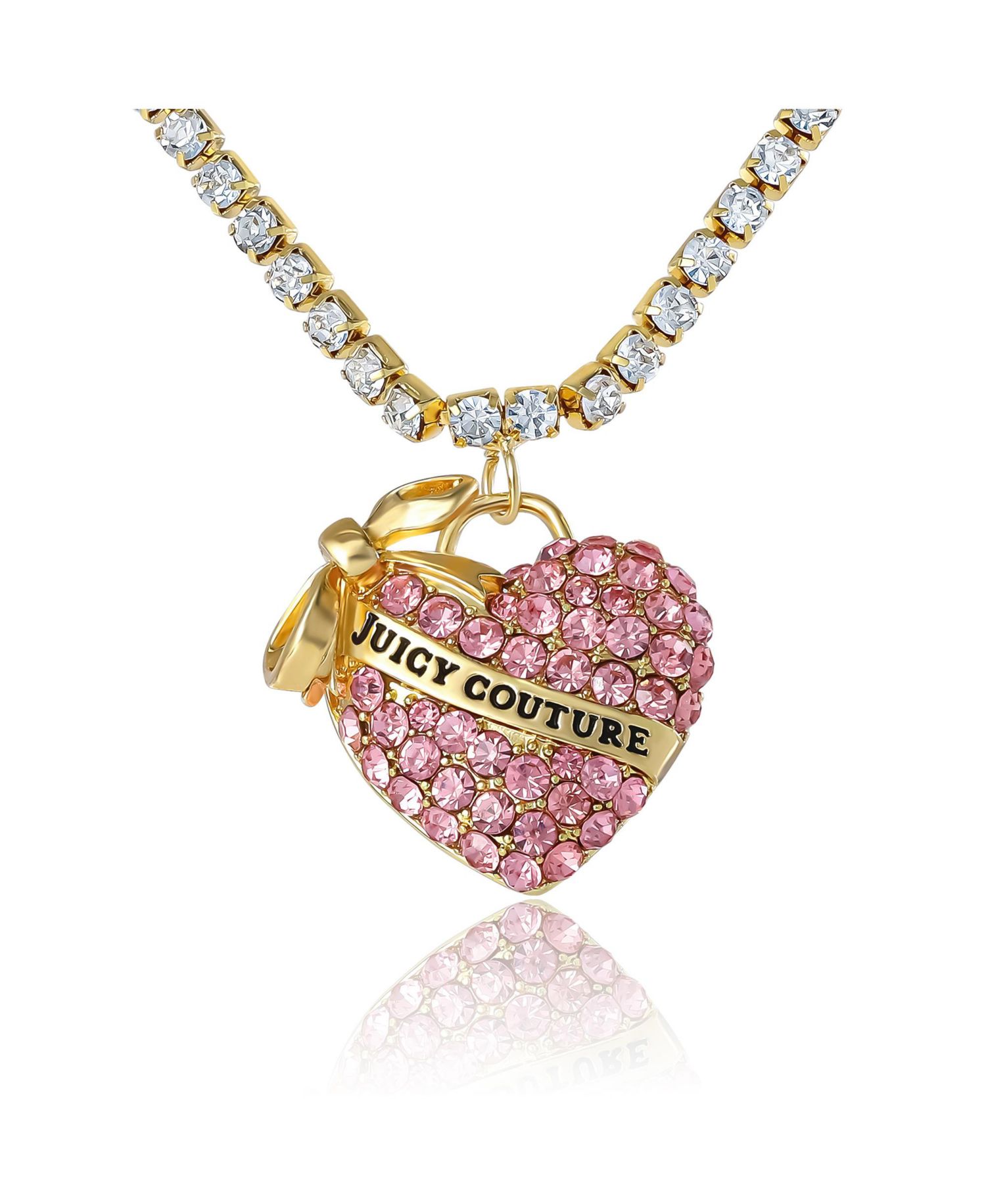PavÃ© Heart Pendant Necklace, Gold&acirc;€‘Tone