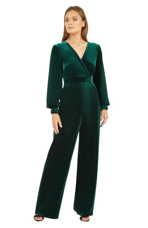 Женский комбинезон Yumi Velvet Long Sleeve Jumpsuit, цвет: Зелёный
