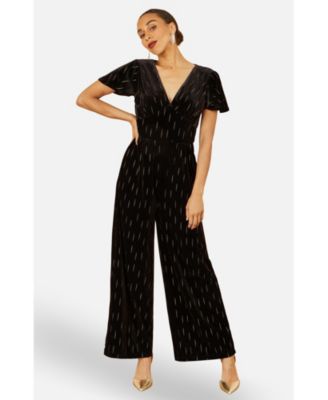 Women's Foil Print Velvet Jumpsuit