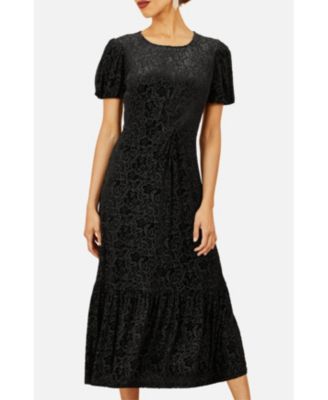 Women's Velvet Twist Waist Midi Dress