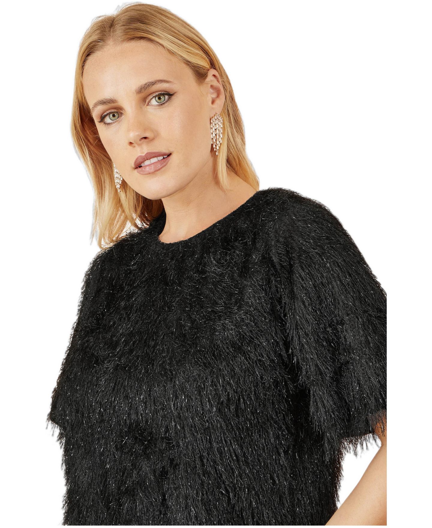 Женский топ Yumi Lurex Fringe Relaxed Fit, цвет: Чёрный — фото 7