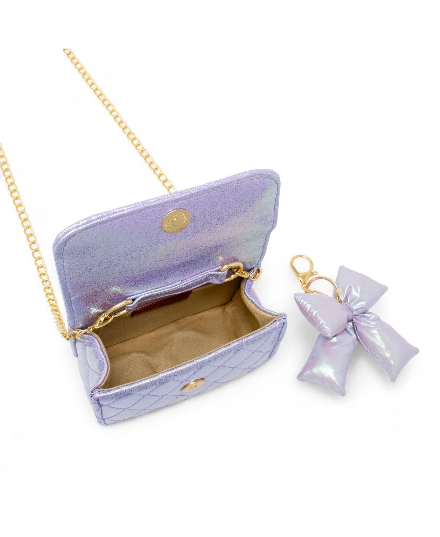 Сумка ZOMI GEMS Shiny Quilted Fluffy Bow Handbag для девочек, цвет: Фиолетовый — фото 5