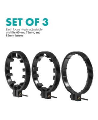 FR3 Adjustable 3-Piece Follow Focus Ring Gear Set - Includes 65mm, 75mm and 85mm Lens Rings