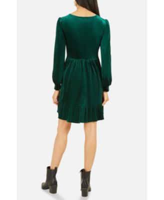 Women's Velvet Long Sleeve Skater Dress