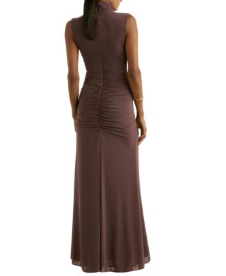 Women's Sheer Ruched Maxi Dress