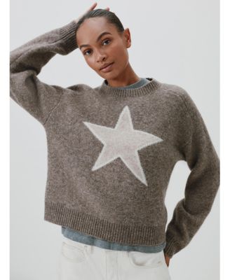 Women's Wool Blend Star Jacquard Sweater