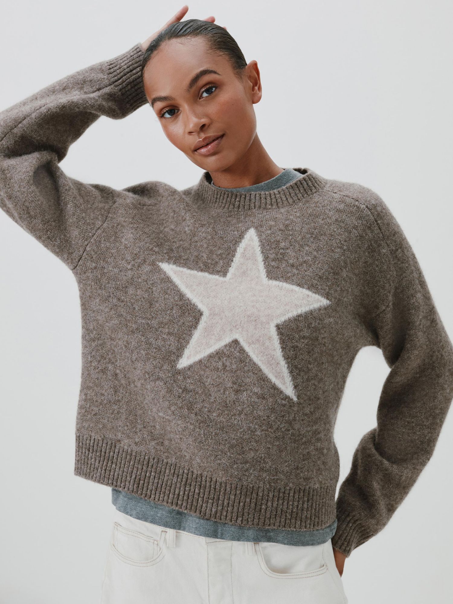 Women's Wool Blend Star Jacquard Sweater