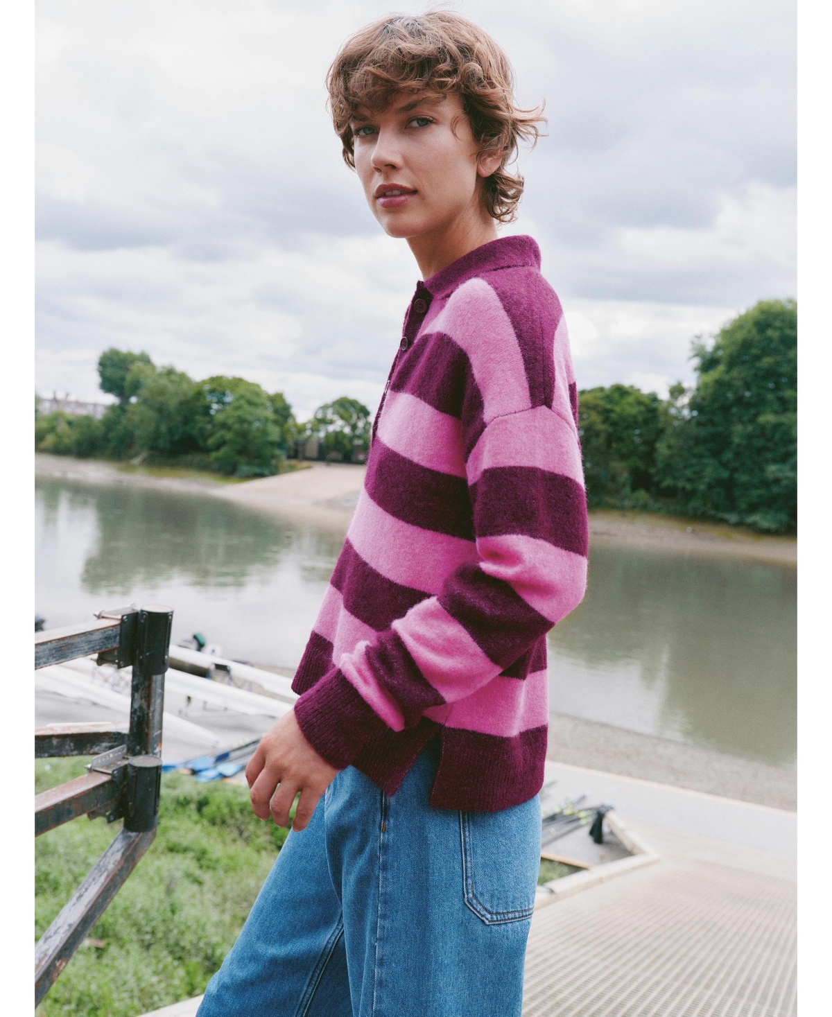 Hush Women's Drew Wool Blend Relaxed Rugby Sweater