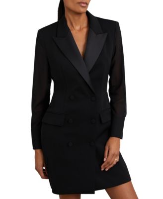 REISS - Women's Sheer-Sleeve Tuxedo Mini Dress